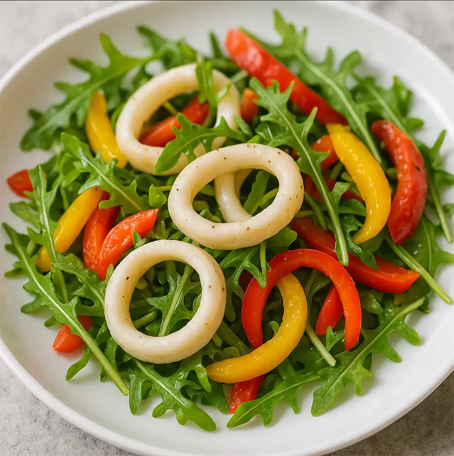 салат з кальмарами і рукулою