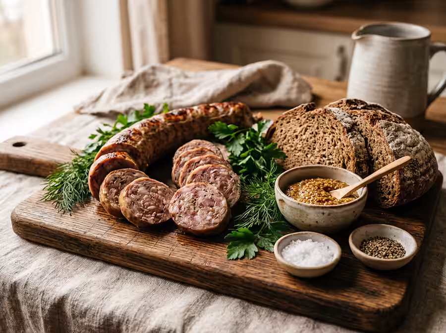 подача домашньої ковбаси