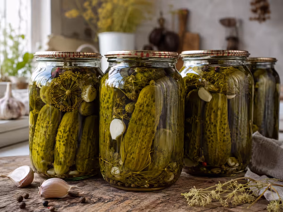хрумкі мариновані огірки